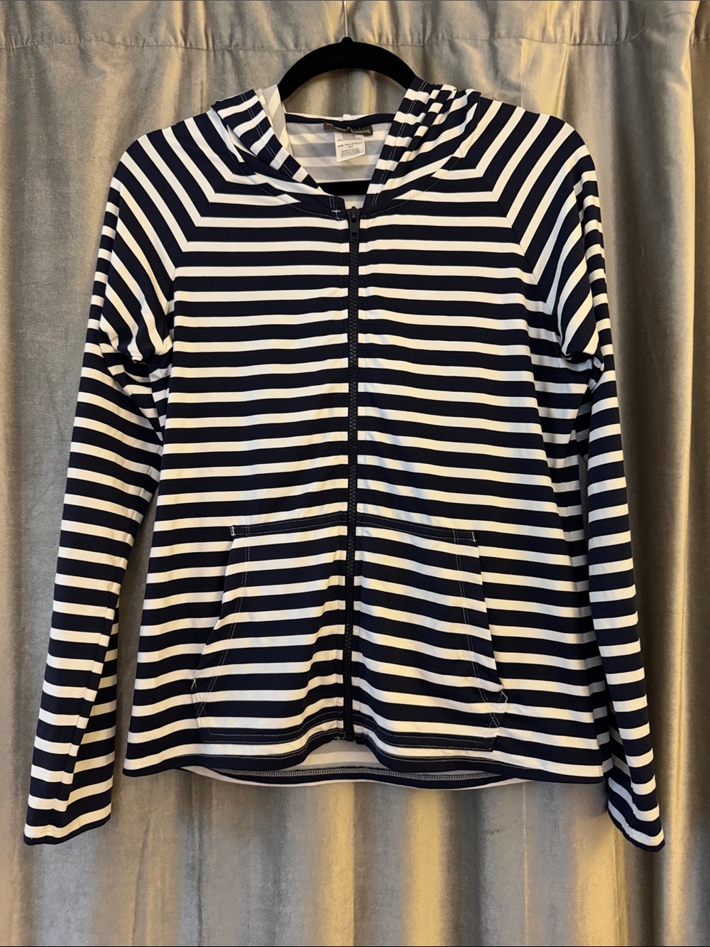 Tommy Bahama Navy & White Striped Hooded Zip-Up Jacket